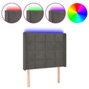 sengegavl med LED-lys 83x16x118/128 cm fløjl mørkegrå