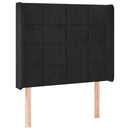 sengegavl med LED-lys 83x16x118/128 cm fløjl sort