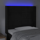 sengegavl med LED-lys 83x16x118/128 cm fløjl sort