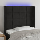 sengegavl med LED-lys 83x16x118/128 cm fløjl sort