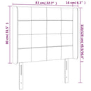 sengegavl med LED-lys 83x16x118/128 cm fløjl lyserød