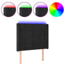 sengegavl med LED-lys 93x16x118/128 cm fløjl sort