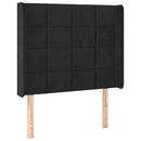 sengegavl med LED-lys 93x16x118/128 cm fløjl sort