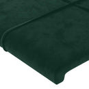 sengegavl med LED-lys 93x16x118/128 cm fløjl mørkegrøn