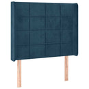 sengegavl med LED-lys 93x16x118/128 cm fløjl mørkeblå