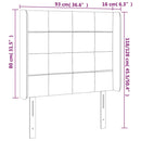 sengegavl med LED-lys 93x16x118/128 cm fløjl mørkeblå