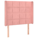 sengegavl med LED-lys 93x16x118/128 cm fløjl lyserød