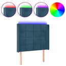 sengegavl med LED-lys 103x16x118/128 cm fløjl mørkeblå
