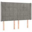sengegavl med LED-lys 147x16x118/128 cm fløjl lysegrå