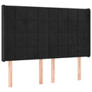 sengegavl med LED-lys 147x16x118/128 cm fløjl sort