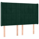 sengegavl med LED-lys 147x16x118/128 cm fløjl mørkegrøn
