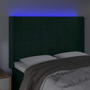 sengegavl med LED-lys 147x16x118/128 cm fløjl mørkegrøn