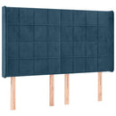 sengegavl med LED-lys 147x16x118/128 cm fløjl mørkeblå