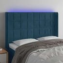 sengegavl med LED-lys 147x16x118/128 cm fløjl mørkeblå