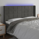 sengegavl med LED-lys 163x16x118/128 cm fløjl mørkegrå