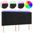 sengegavl med LED-lys 163x16x118/128 cm fløjl sort