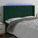 sengegavl med LED-lys 163x16x118/128 cm fløjl mørkegrøn
