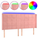 sengegavl med LED-lys 163x16x118/128 cm fløjl lyserød
