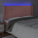 sengegavl med LED-lys 163x16x118/128 cm fløjl lyserød