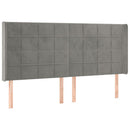 sengegavl med LED-lys 183x16x118/128 cm fløjl lysegrå