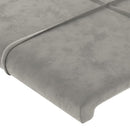 sengegavl med LED-lys 183x16x118/128 cm fløjl lysegrå