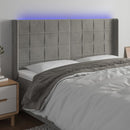 sengegavl med LED-lys 183x16x118/128 cm fløjl lysegrå