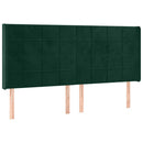 sengegavl med LED-lys 183x16x118/128 cm fløjl mørkegrøn