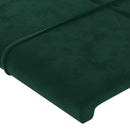 sengegavl med LED-lys 183x16x118/128 cm fløjl mørkegrøn