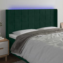 sengegavl med LED-lys 183x16x118/128 cm fløjl mørkegrøn