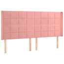 sengegavl med LED-lys 183x16x118/128 cm fløjl lyserød