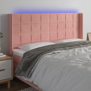 sengegavl med LED-lys 183x16x118/128 cm fløjl lyserød