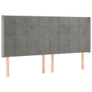 sengegavl med LED-lys 203x16x118/128 cm fløjl lysegrå
