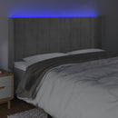 sengegavl med LED-lys 203x16x118/128 cm fløjl lysegrå