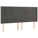sengegavl med LED-lys 203x16x118/128 cm fløjl mørkegrå