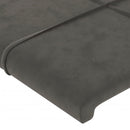 sengegavl med LED-lys 203x16x118/128 cm fløjl mørkegrå