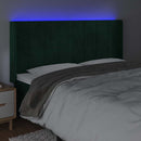 sengegavl med LED-lys 203x16x118/128 cm fløjl mørkegrøn