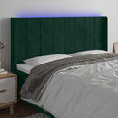 sengegavl med LED-lys 203x16x118/128 cm fløjl mørkegrøn