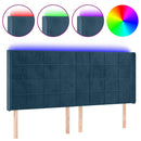 sengegavl med LED-lys 203x16x118/128 cm fløjl mørkeblå