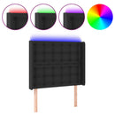 sengegavl med LED-lys 83x16x118/128 cm kunstlæder sort