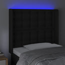 sengegavl med LED-lys 83x16x118/128 cm kunstlæder sort