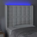 sengegavl med LED-lys 83x16x118/128 cm kunstlæder hvid