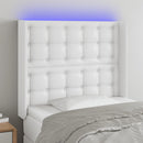 sengegavl med LED-lys 83x16x118/128 cm kunstlæder hvid