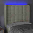 sengegavl med LED-lys 83x16x118/128 cm kunstlæder cremefarvet