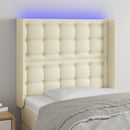 sengegavl med LED-lys 83x16x118/128 cm kunstlæder cremefarvet