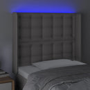 sengegavl med LED-lys 83x16x118/128 cm kunstlæder grå