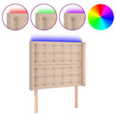 sengegavl med LED-lys 83x16x118/128 cm kunstlæder cappuccino