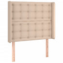 sengegavl med LED-lys 83x16x118/128 cm kunstlæder cappuccino