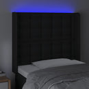 sengegavl med LED-lys 93x16x118/128 cm kunstlæder sort