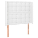 sengegavl med LED-lys 93x16x118/128 cm kunstlæder hvid