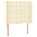 sengegavl med LED-lys 93x16x118/128 cm kunstlæder cremefarvet